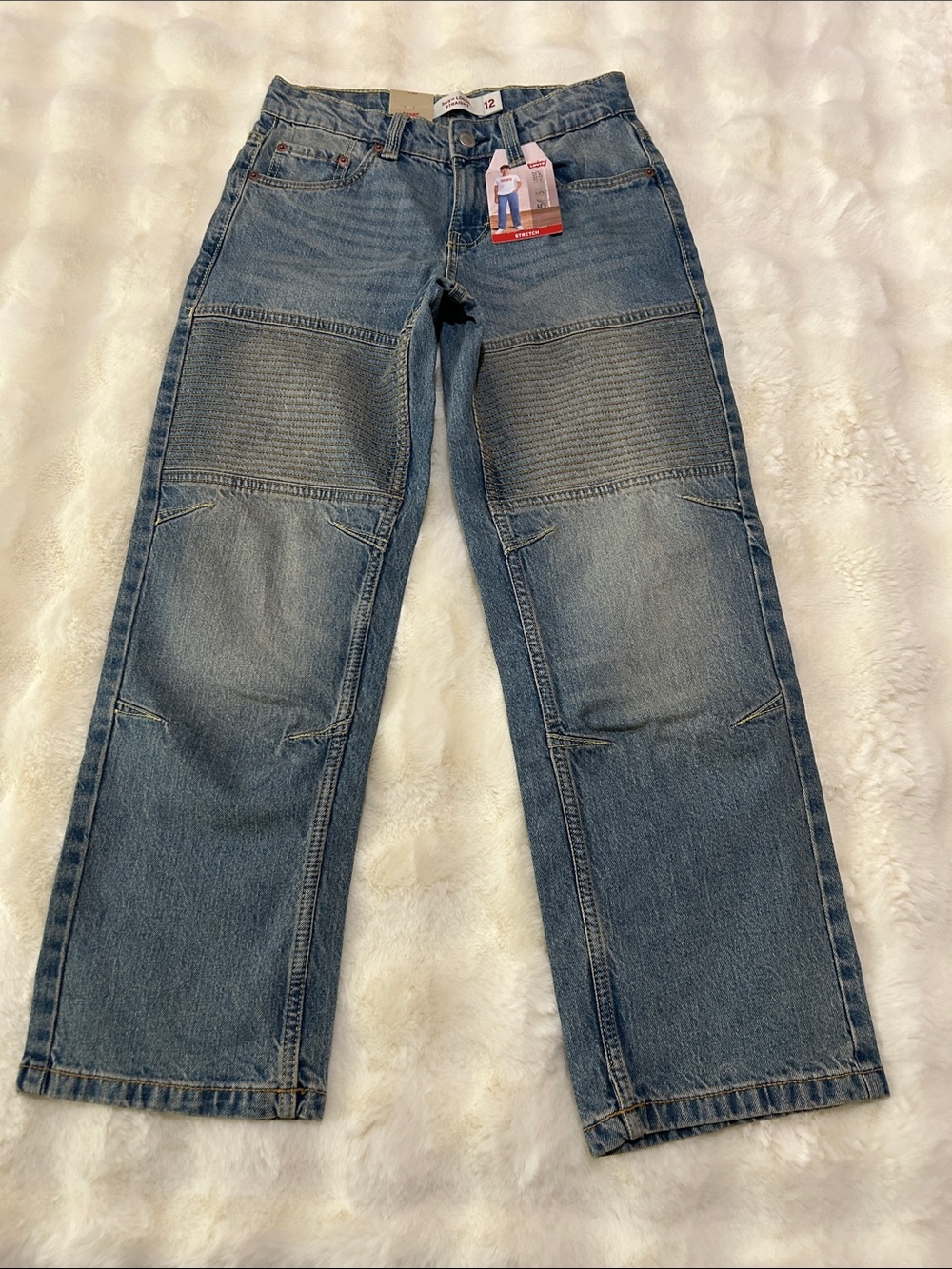 Levi’s Big Boys Loose Straight Moto Jeans, Size 12 REG MG0 Shenani NWT